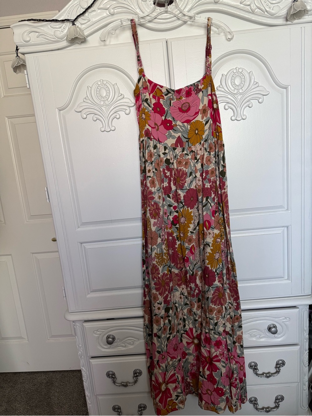 NATURAL LIFE Floral Maxi Slip Dress in Pink & Mustard